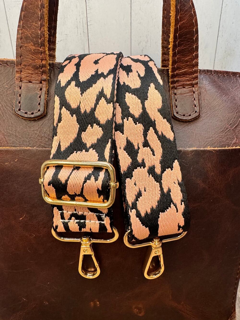 Pink Black Animal Print Crossbody Purse Strap Wide Bag Strap Boho Purse Strap
